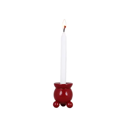Kulljusstake i trä/röd - Gammaldags Julpynt - Liten - Ø4 x 5 cm - www.frokenfraken.se