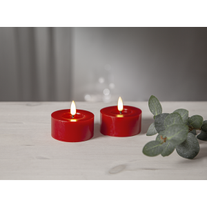 Batteriljus - LED Värmeljus 7 cm - Röd - Flamme Flow - 2 st - www.frokenfraken.se