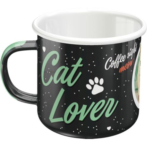 Mugg - Emalj - Cat Lover - Svart - www.frokenfraken.se