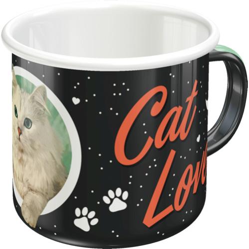 Mugg - Emalj - Cat Lover - Svart - www.frokenfraken.se