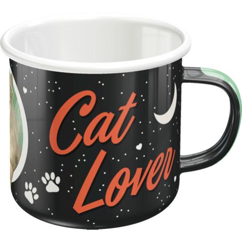 Mugg - Emalj - Cat Lover - Svart - www.frokenfraken.se