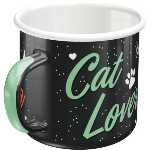 Mugg - Emalj - Cat Lover - Svart - www.frokenfraken.se