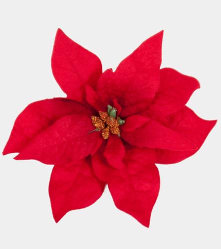 Julstjärna - Blomma på klips - Röd - www.frokenfraken.se