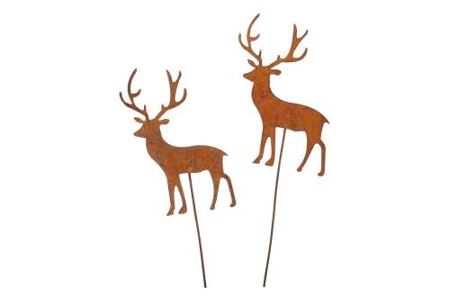 Hjort - På Stick - Metall - Rost - 1 st - 6 x 9 cm - www.frokenfraken.se