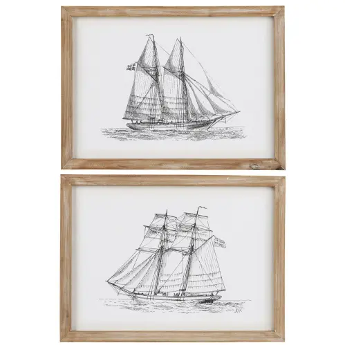 Tavlor i träram - 2 st - Skeppsmotiv - 27 x 37 cm - www.frokenfraken.se