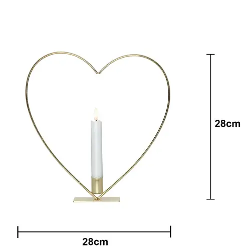 Stående ljusring - Hjärta - Mässing - Batteriljus flammande låga - Ø28 cm - www.frokenfraken.se