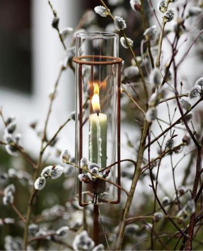 Ljusstake på pinne med glas - hög - Rost - kronljus - 120 cm - www.frokenfraken.se