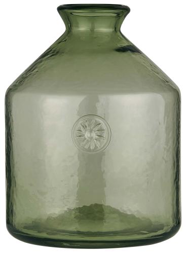 Vas - Glas - Grön - Med blomsteremblem - Ø17 x 23 cm - www.frokenfraken.se