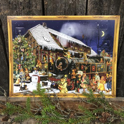 Adventskalender - Tåg, snögubbe & massor av barn - A3 - 42 x 29,7 cm - www.frokenfraken.se