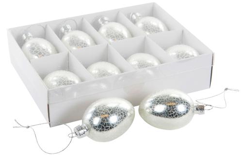 Ägg - Silver - 8-pack - 4 x 6 cm - www.frokenfraken.se