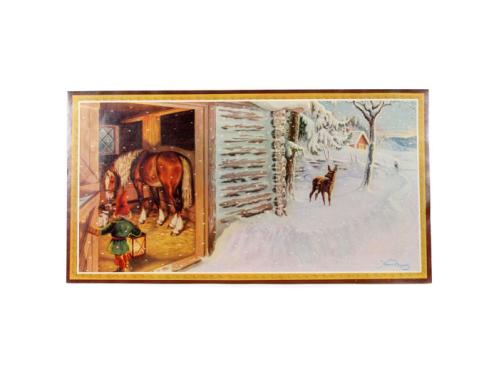 Julbonad - Häst i stallet - 35 x 26 cm - www.frokenfraken.se