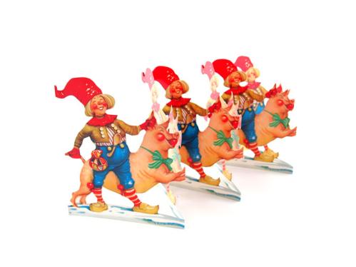 Julpynt - Gammaldags Pappersrad - Tomte & Gris - 12 x 60 cm - www.frokenfraken.se