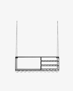 Hängande kökshylla med plats för vinglas - 120 x 43 x 30 cm - www.frokenfraken.se