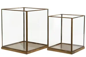 Ljuslykta - Glaskub - Antik Mässing - 2 storlekar - www.frokenfraken.se