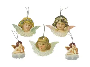 Juletiketter - Änglar - 5 st - 9 x 7 cm - www.frokenfraken.se