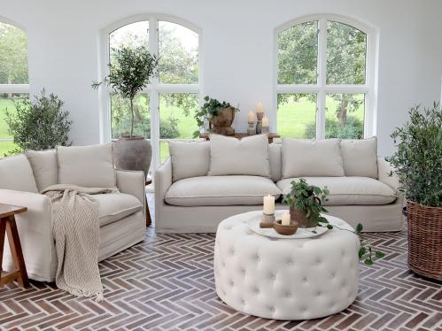 Soffa av Linne - 75 x 220 x 95 cm - www.frokenfraken.se