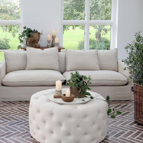 Soffa av Linne - 75 x 220 x 95 cm - www.frokenfraken.se