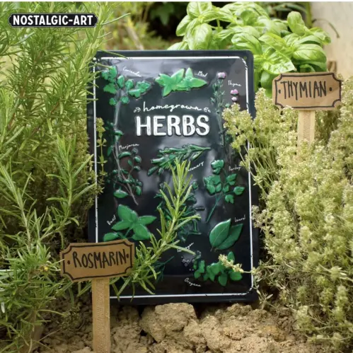 Plåtskylt - Homegrown Herbs - 20 x 30 cm - www.frokenfraken.se