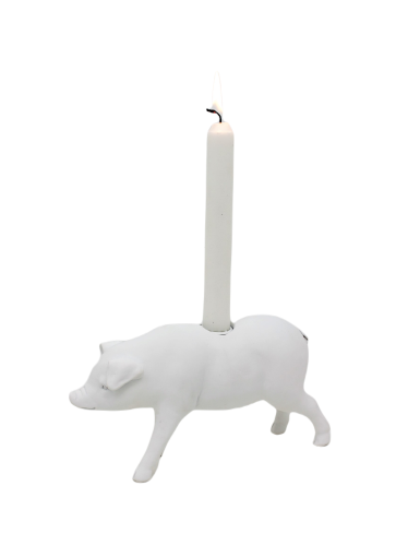 Ljusstake - Gris - Vit - 21 cm - www.frokenfraken.se