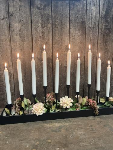 Ljusstake - Bordsljusstake - 10 ljus i låda - 72 x 16 x 21 cm - www.frokenfraken.se