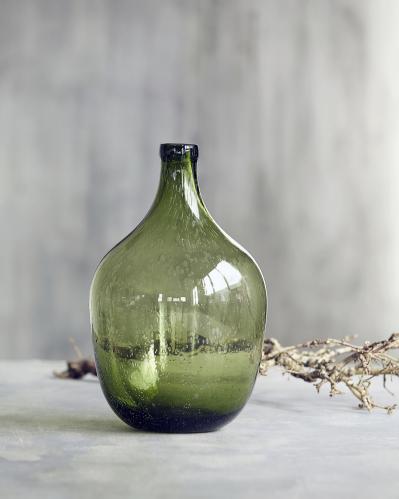 Glasflaska - Grön - Damejeanne - 30 cm - www.frokenfraken.se