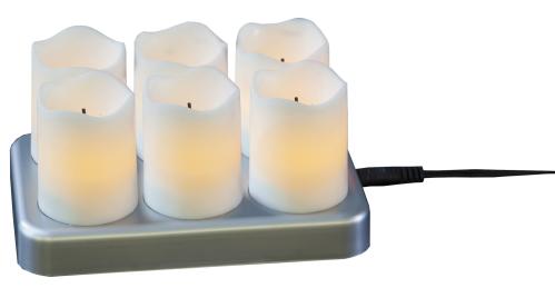 Batteriljus - 6 st uppladdningsbara LED - 7,5 cm - www.frokenfraken.se