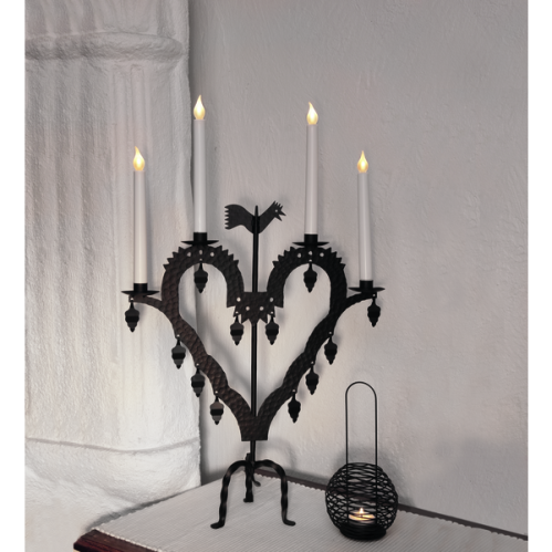 Adventsljusstake - Svart metall - El - Tupp - 62 cm - www.frokenfraken.se