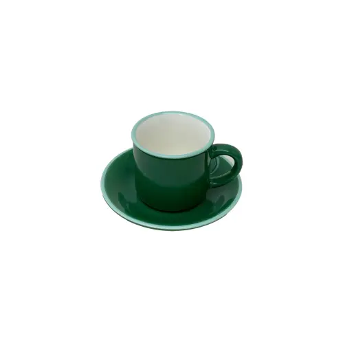 Mugg med fat - Ristretto - Grön med ljusgrön kant - 6-pack - Keramik - 5 x 5 cm - www.frokenfraken.se