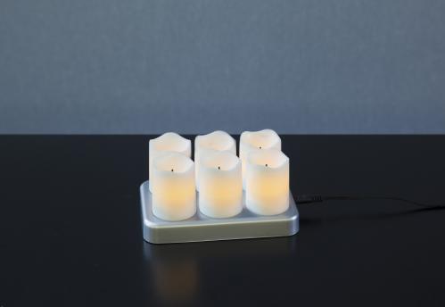 Batteriljus - 6 st uppladdningsbara LED - 7,5 cm - www.frokenfraken.se