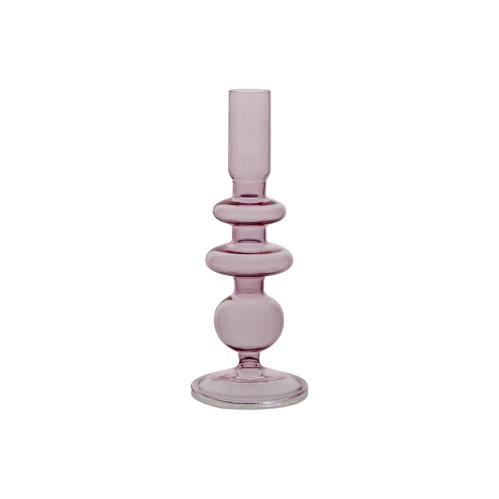 Ljusstake - Rosa Glas - Ø9 x 20 cm - www.frokenfraken.se