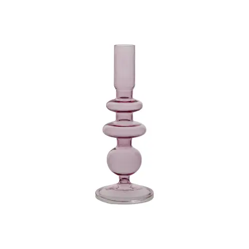 Ljusstake - Rosa Glas - Ø9 x 20 cm - www.frokenfraken.se