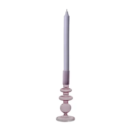 Ljusstake - Rosa Glas - Ø9 x 20 cm - www.frokenfraken.se