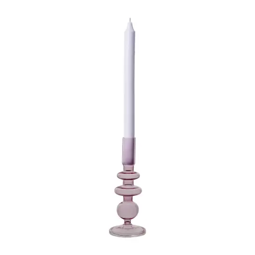 Ljusstake - Rosa Glas - Ø9 x 20 cm - www.frokenfraken.se