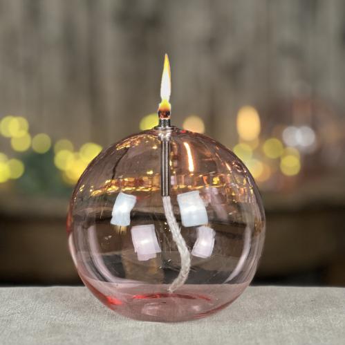 Oljelampa XL - Glas - Rund Boll - Rosa - Ø13 cm - www.frokenfraken.se