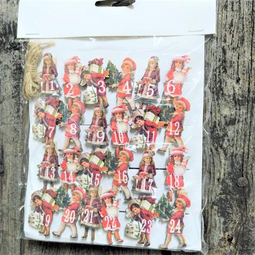 Träklämmor - Adventskalender - Barn - Julnostalgi 24-pack - www.frokenfraken.se
