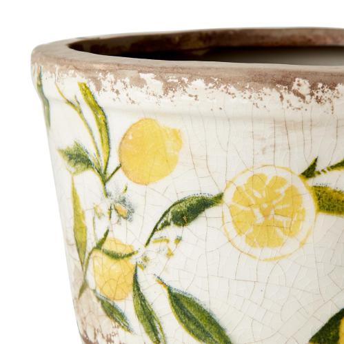 Kruka S - Citron - Vit/grön/gul - Ø17 x 9 cm - www.frokenfraken.se