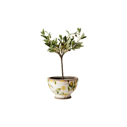 Kruka S - Citrus - Vit/grön/gul - Ø17 x 11 cm - www.frokenfraken.se