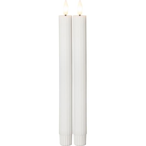 Batteriljus - Vit - Kronljus/Antikljus - Flamme Stripe - 2 st - 25 cm - Timer - www.frokenfraken.se