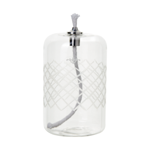 Oljelampa - Glas - Cylinder - Mönstrad - 7 x 12 cm - www.frokenfraken.se