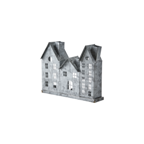 Ljuslykta - Hus - Grå/Vit - 26 cm - www.frokenfraken.se