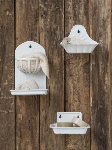 Tvålkopp med Korg till vägg emalje - 15 X 21,5 X 9 CM - www.frokenfraken.se