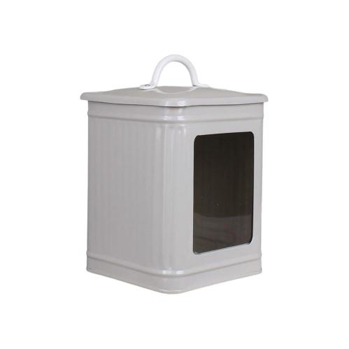 Plåtburk Hugo m. Fönster Liten - Beige - B12 x H20 x D12 cm - www.frokenfraken.se