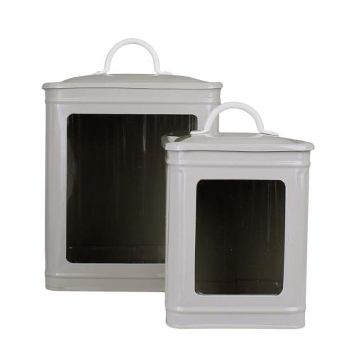 Plåtburk Hugo m. Fönster Liten - Beige - B12 x H20 x D12 cm - www.frokenfraken.se