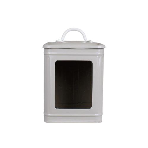 Plåtburk Hugo m. Fönster Liten - Beige - B12 x H20 x D12 cm - www.frokenfraken.se