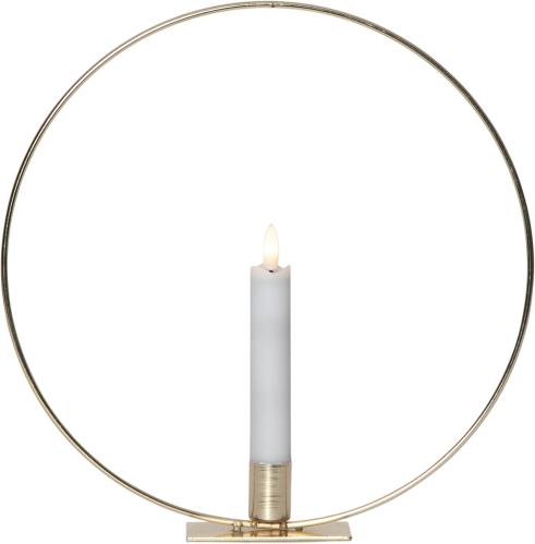 Stående ljusring - Mässing - Batteriljus flammande låga - 28 cm - www.frokenfraken.se