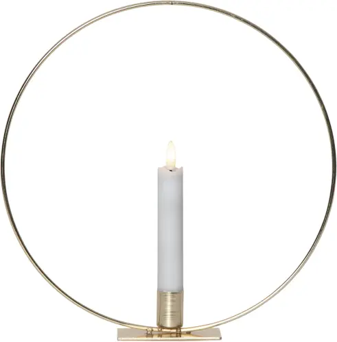 Stående ljusring - Mässing - Batteriljus flammande låga - 28 cm - www.frokenfraken.se