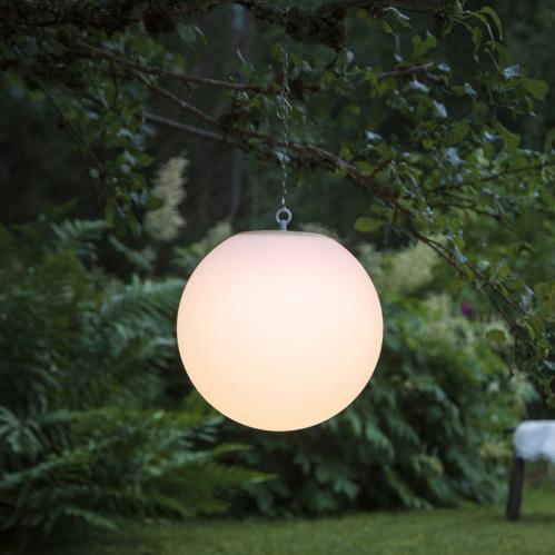 Solcellsdekoration - Utomhus - Vit stor boll/klot - Hängande - Ø30 cm - www.frokenfraken.se