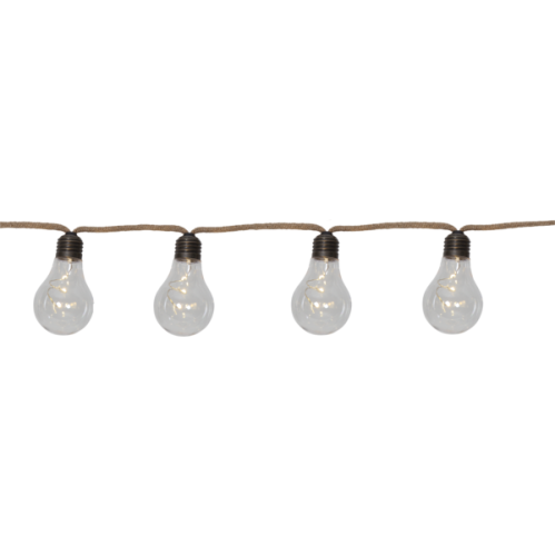 Ljusslinga - jute - 10 lampor - Batteri - 225 cm - www.frokenfraken.se