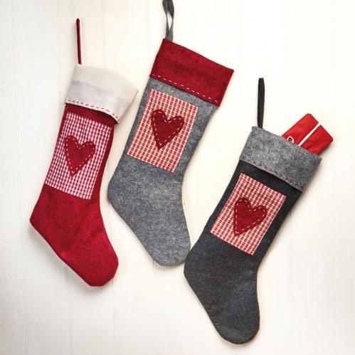 Julstrumpa - Röd/grå - 45 cm - 3-pack - www.frokenfraken.se