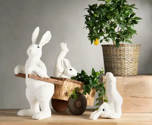 Hare med kärra - Vit - 68 cm - www.frokenfraken.se